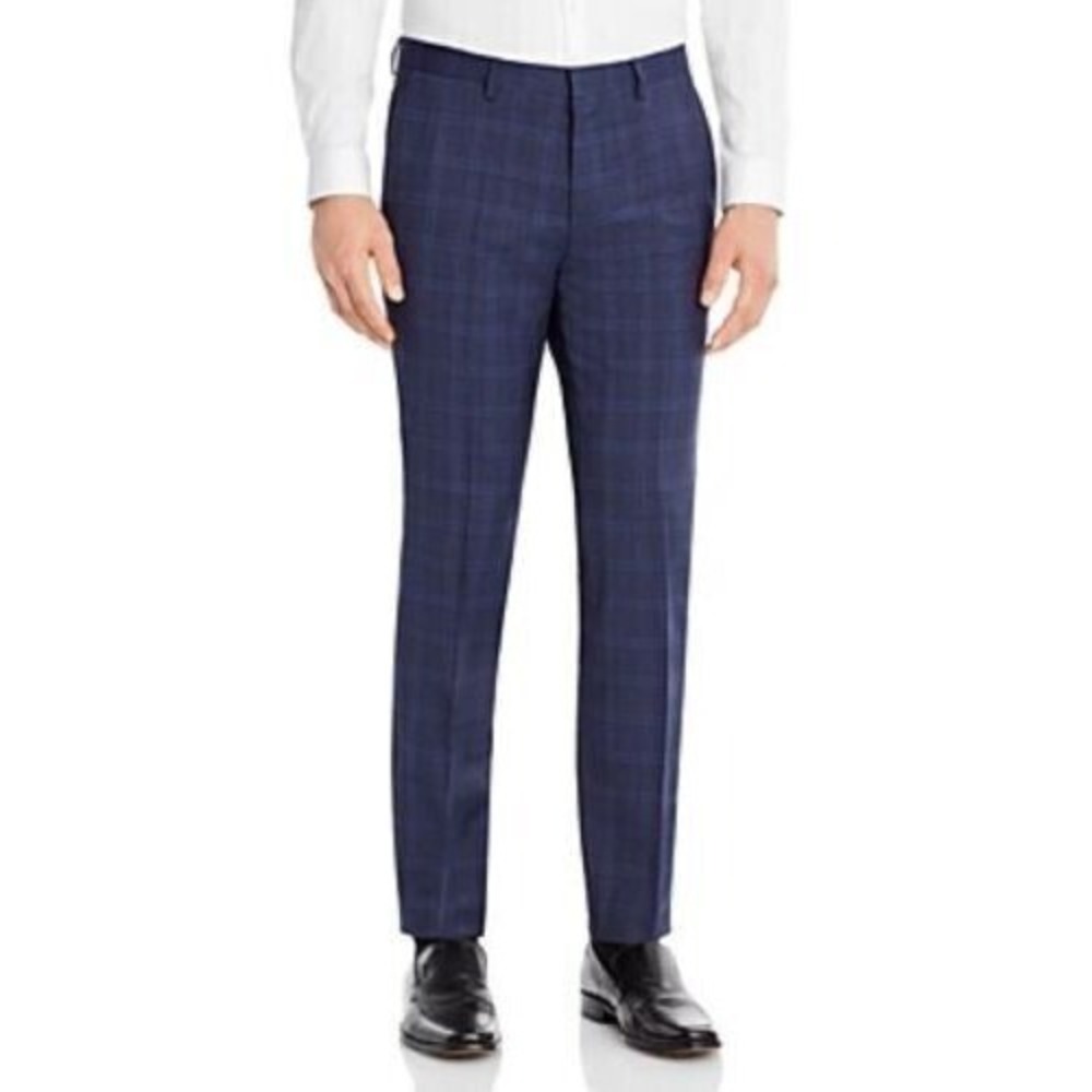 HUGO Hesten Extra Slim Fit Blue Plaid Suit Pants Dark Blue Plaid Size‎ 38R